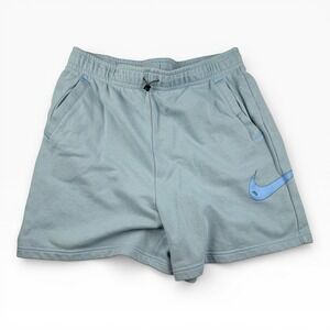 Womens Nike Sportswear Shorts Large NSW Fleece Baller Swoosh Blue
